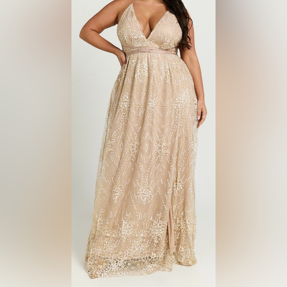 SHOWPO Evening Dress Gold Sparkly Size 10